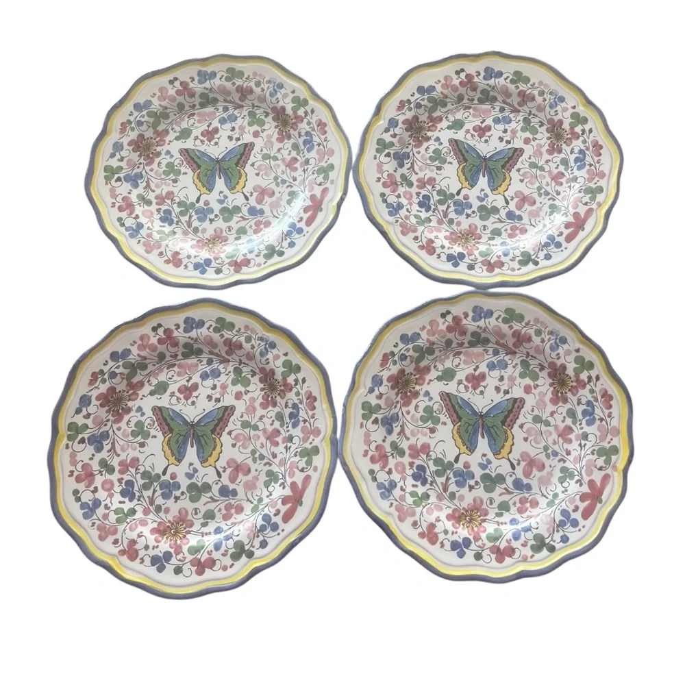 Sur La Table Butterfly Salad Plates Four Hand Painted